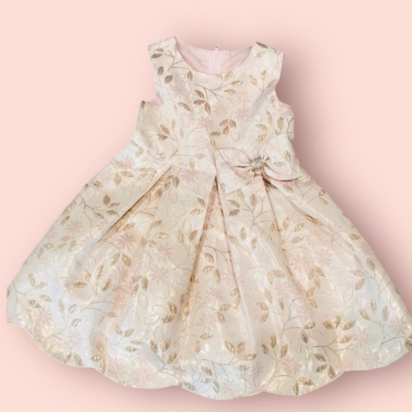 Rare Editions Toddler Girl Floral Brocade Dress With Side Bow Size 5T - Picture 1 of 9